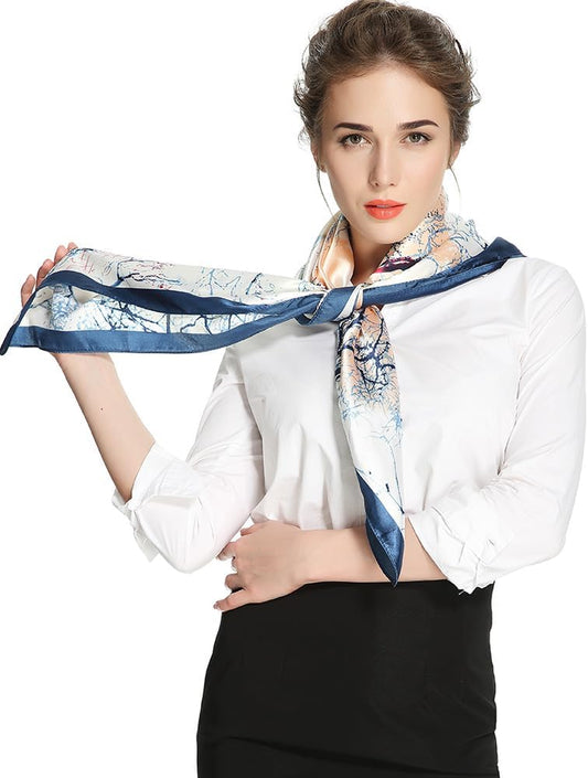 35 X 35 Satin Square Scarf for Women, Silk-Feel Hair Wrap, Large Bandana, Neck Wrap, Headscarf & Fashion Accessory