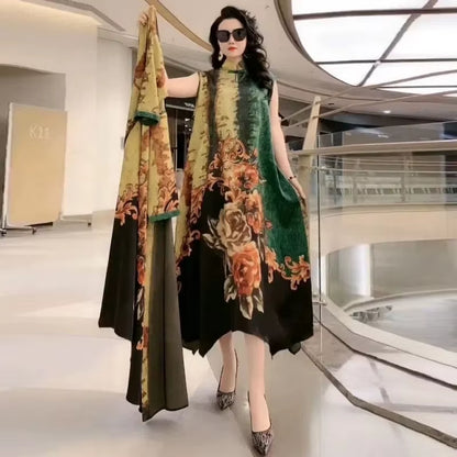Elegant Print Two-Piece Summer Dress Set for Women