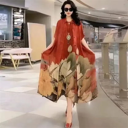 Elegant Print Two-Piece Summer Dress Set for Women