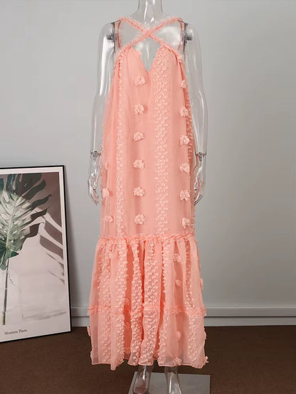 Sleeveless Halter Maxi Summer Dress