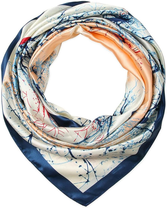 35 X 35 Satin Square Scarf for Women, Silk-Feel Hair Wrap, Large Bandana, Neck Wrap, Headscarf & Fashion Accessory