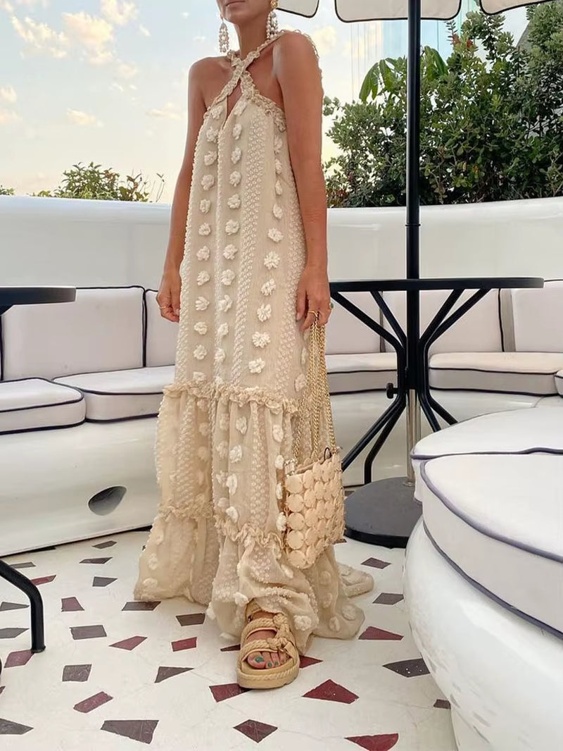 Sleeveless Halter Maxi Summer Dress