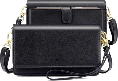 Women Small Crossbody Bag Cellphone Purse Wallet with RFID Card Slots 2 Straps Wristlet