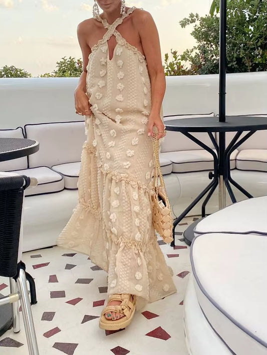 Sleeveless Halter Maxi Summer Dress
