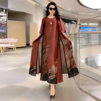 Elegant Print Two-Piece Summer Dress Set for Women