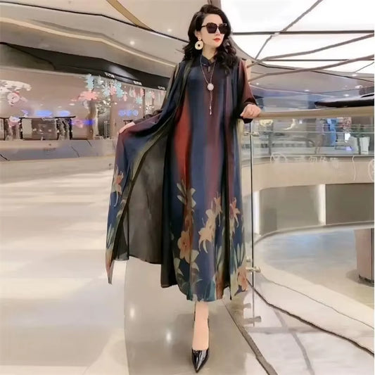 Elegant Print Two-Piece Summer Dress Set for Women