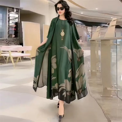 Elegant Print Two-Piece Summer Dress Set for Women