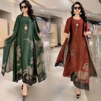 Elegant Print Two-Piece Summer Dress Set for Women