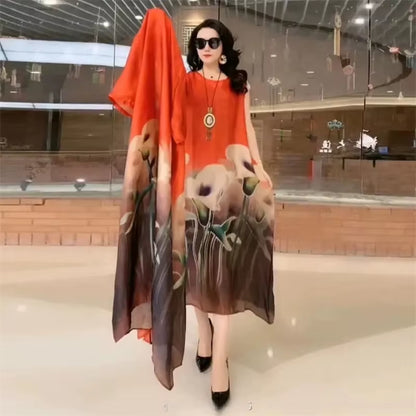 Elegant Print Two-Piece Summer Dress Set for Women