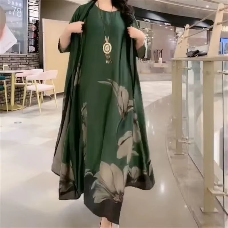 Elegant Print Two-Piece Summer Dress Set for Women