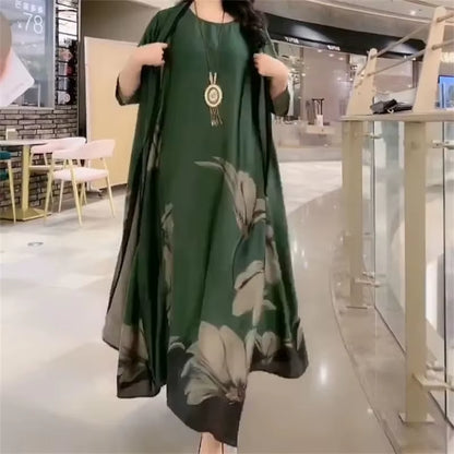 Elegant Print Two-Piece Summer Dress Set for Women