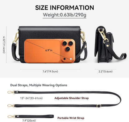 Women Small Crossbody Bag Cellphone Purse Wallet with RFID Card Slots 2 Straps Wristlet