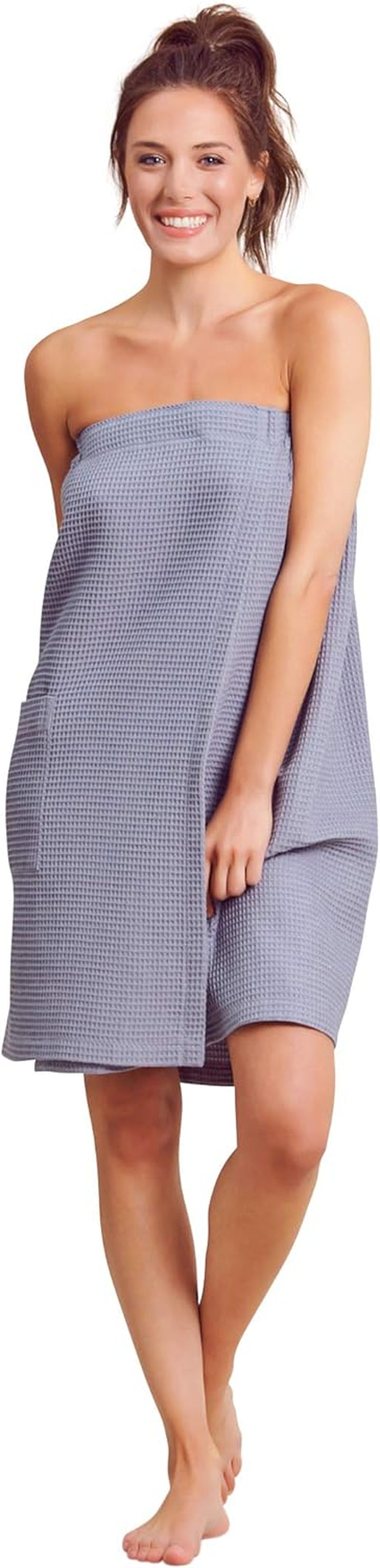Women'S Bath Wrap - Waffle Weaved Spa Wrap for Women - Comfortable & Adjustable - Absorbent & Quick Dry - Lightweight & Soft