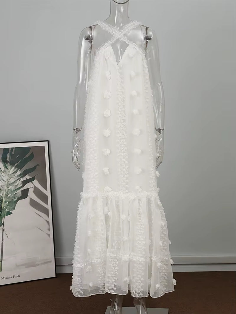 Sleeveless Halter Maxi Summer Dress