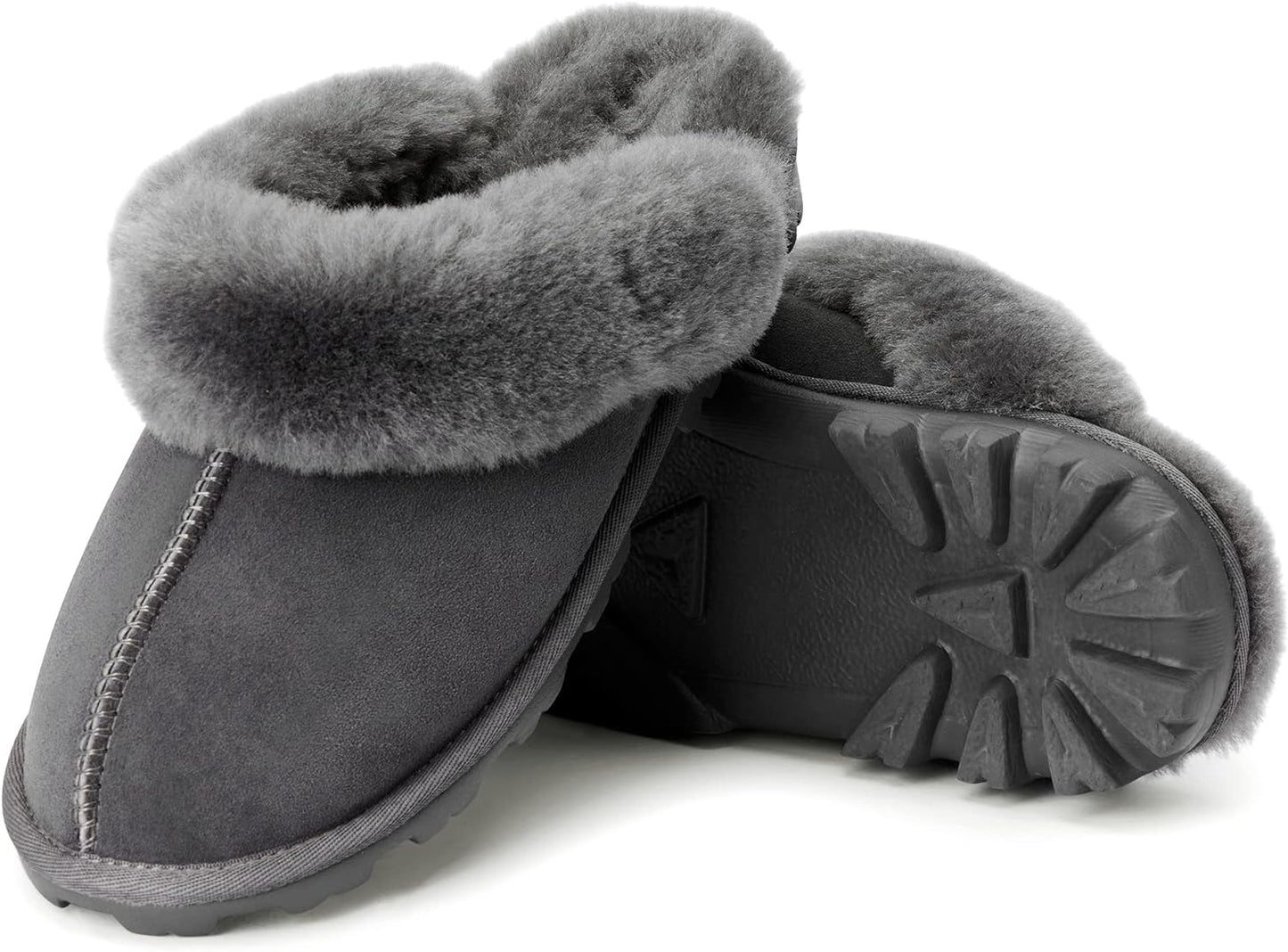Women'S Genuine Australian Sheepskin Slippers, 18Mm Wool Pile, Memory Foam, Durable Anti-Slip EVA Sole