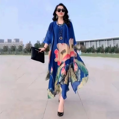 Elegant Print Two-Piece Summer Dress Set for Women